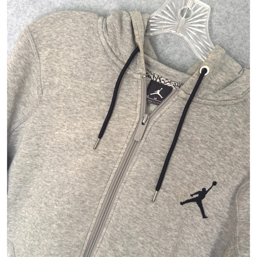 Nike Jordan Full Zip Jumpman Hoodie Mens Medium Gray Embroidered Logo Print